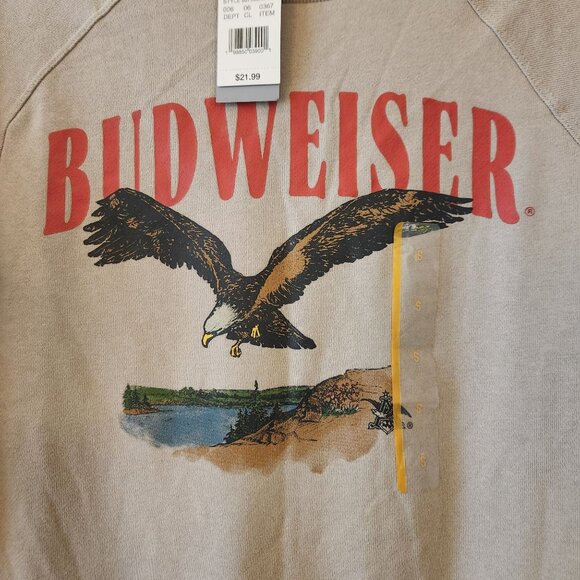 Women's Budweiser Eagle Graphic Sweatshirt - Taupe Size S NWT - Picture 2 of 9